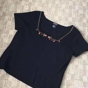 MSK Black sh sl dress top w/jewels size 14